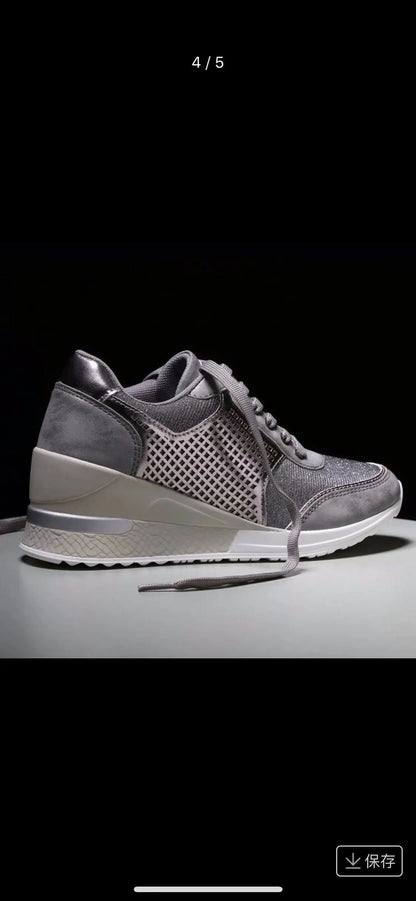 2025 Wedge Sneakers Mesh Platform Shoes Solid Color Thick Bottom Zipper Vulcanized Shoes for Women's Sneakers Zapatos De Mujer