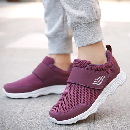 Men's Lightweight Sneakers With Hook And Loop Fastener, Casual Breathable Mesh Comfy Trendy Anti-skid Shoes For Walking