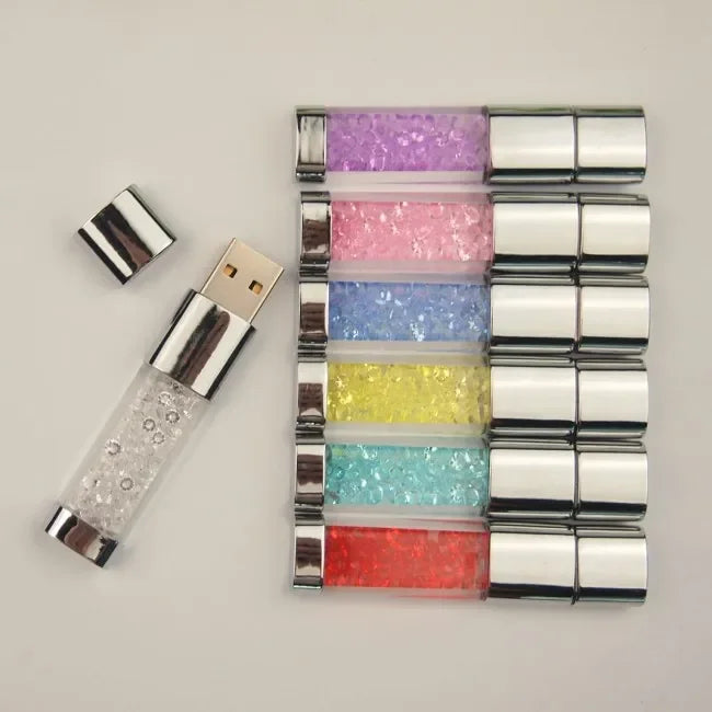 Usb Flash Drive Crystal LED Lights Memory Card Flash Drive 32GB Pen Drive Pendrive 64GB U Disk 4G 8G 16G Cle Usb Gift