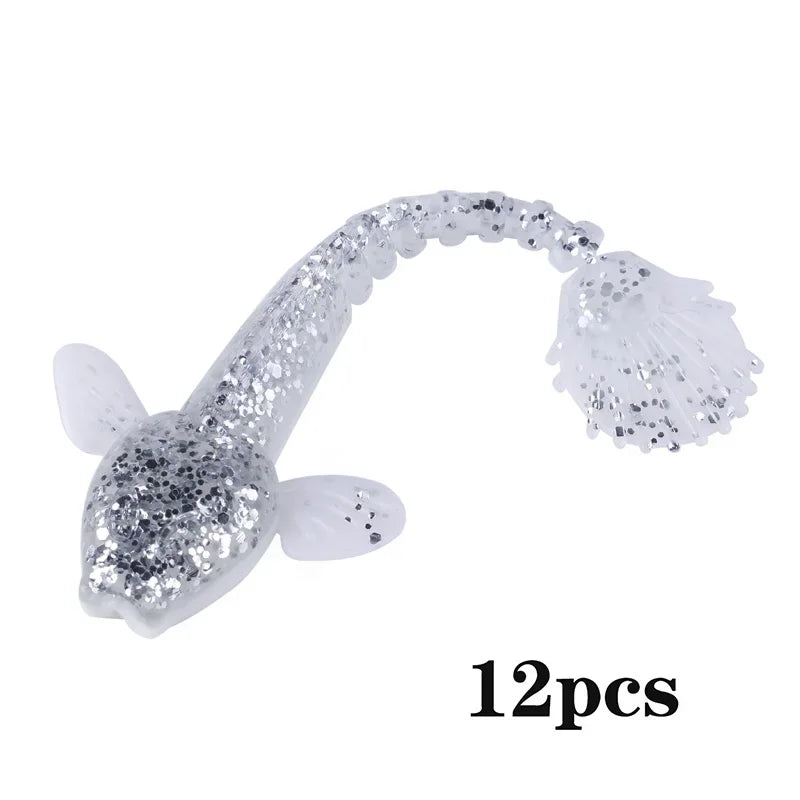 Sougayilang Soft Lure 4.5g 3.5in 90mm 12PCS/Lot Fishing Swimbait Lure Set Tail Worm Saltwater/Freshwater Fishing Baits