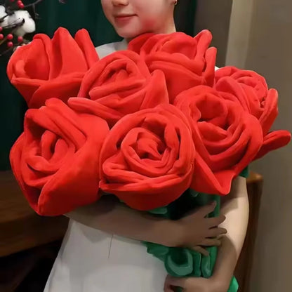 85cm Large Red Plush Artificial Rose Bouquet Stuffed Bendable Bouquet Soft Floral Home Decoration Valentine's Day Mother's Day g