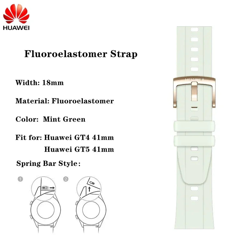 Original 18mm Watch Strap for Huawei GT6 GT5 41mm Leather Strap GT4 41mm FKM Sport Band for GT5pro 42mm Women Calf Leather Band