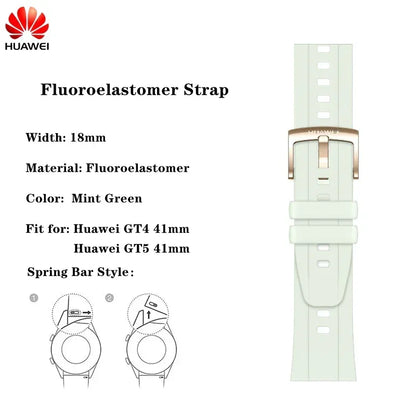 Original 18mm Watch Strap for Huawei GT6 GT5 41mm Leather Strap GT4 41mm FKM Sport Band for GT5pro 42mm Women Calf Leather Band