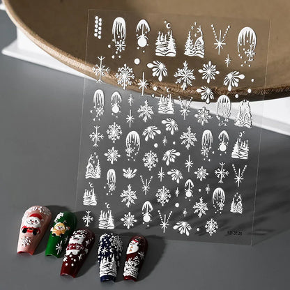 1pc Christmas Nail Art Stickers 5D Winter Holiday Themed Nail Decor Santa/Snowflakes/Christmas Trees/Gingerbread Nail Supplies *