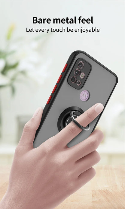 Funda For Motorola G10 G20 G30 Case Shockproof Armor Magnetic Holder Ring Case For Moto G31 G41 G51 G71 Hard PC Matte Back Cover