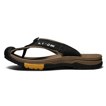 Genuine Cow Leather Shoes Men Sandals Mens Flip Flops Men's Casual Shoes Classic Massage Beach Slippers Anti-slip Summer 2025