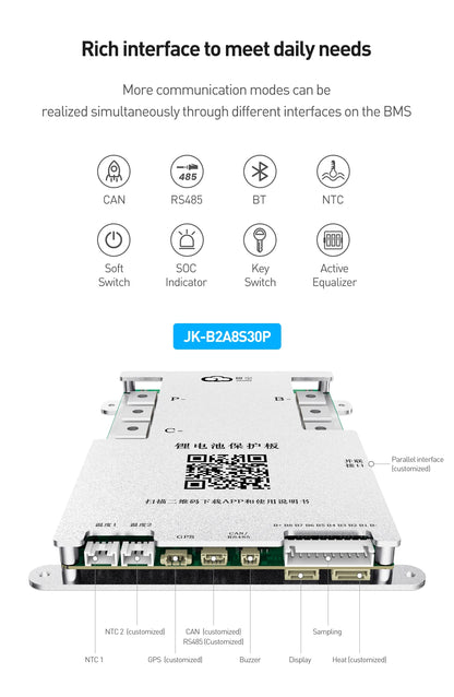 Jikong JK BMS 3s 4s 5s 6s 7s 8s 100A 200A 300A Smart Lifepo4 Li-ion Active Balance Lithium 12V 24v With RS485 CAN Bluetooth Heat