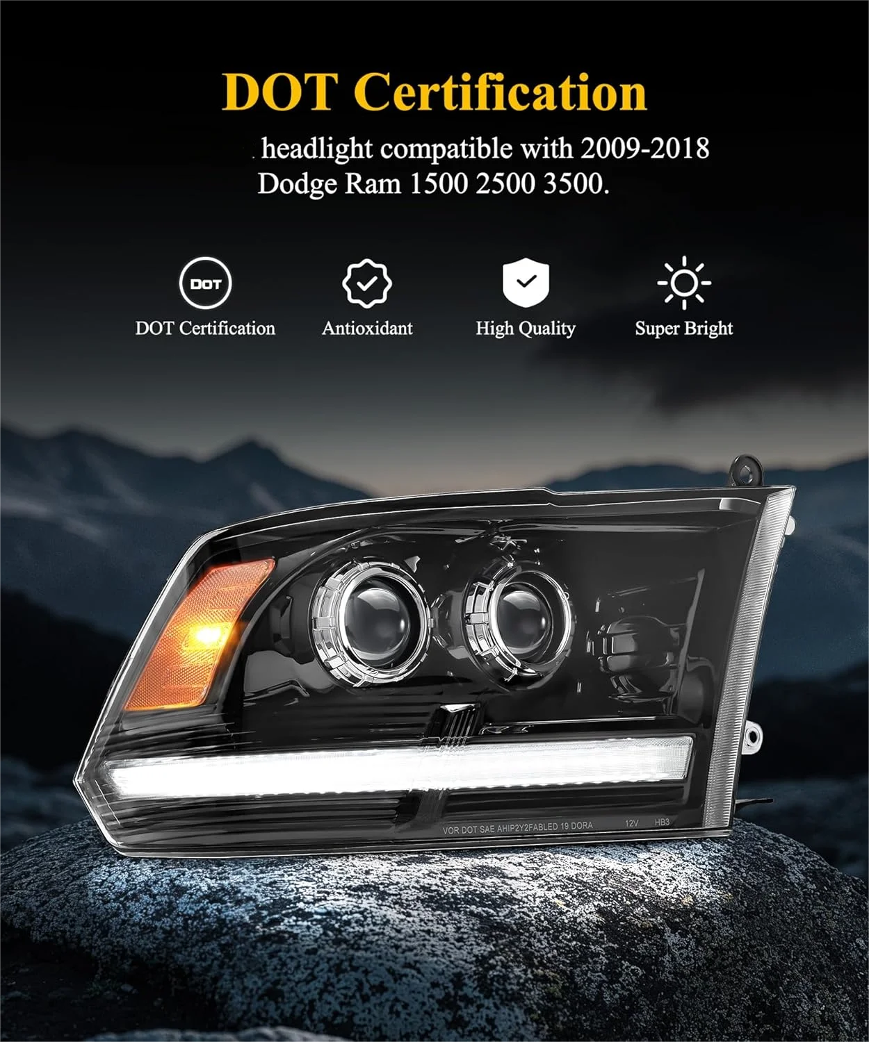 1pcs Full LED Headlight Fit for 2009-2018 Dodge Ram 1500 2500 3500 Sequential Turn Signal&DRL Headlights