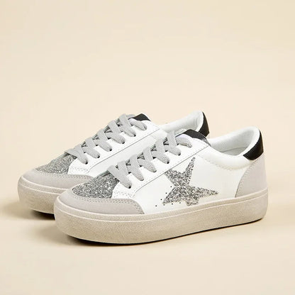 Kalsooni 2024 Autumn New Lightweight Sneakers Non-slip SoftThick Sole Casual Shoes for Women Sequins Star Patchwork Shoes