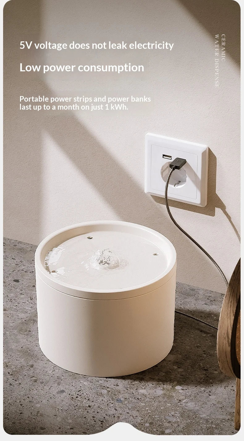 Cat Automatic Water Dispenser Pet Ceramic Water Bowl Dog Bowl Water Dispenser, Circulation Water Flow Water Dispenser