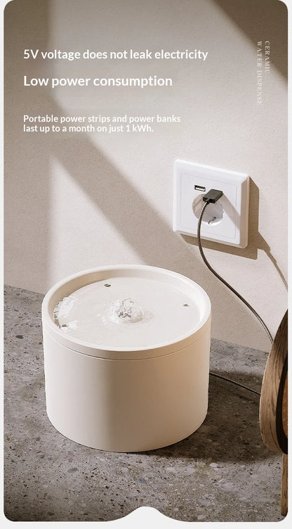 Cat Automatic Water Dispenser Pet Ceramic Water Bowl Dog Bowl Water Dispenser, Circulation Water Flow Water Dispenser