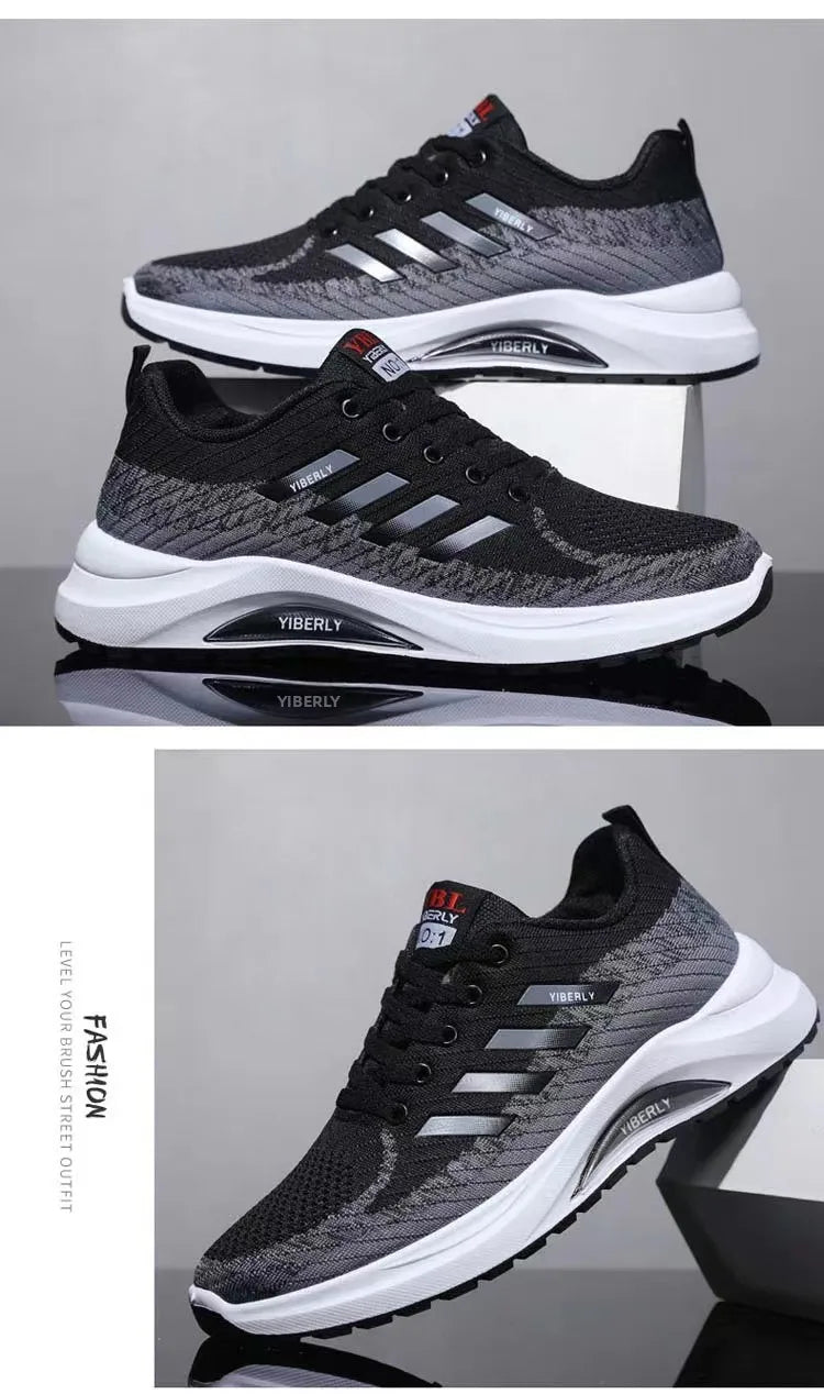 Men's Fashionable Sporty Casual Shoes Spring Autumn New Style Running Shoes Breathable Mesh Upper Thick Bottom PVC Outsole