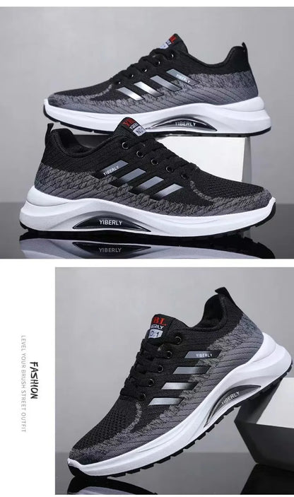 Men's Fashionable Sporty Casual Shoes Spring Autumn New Style Running Shoes Breathable Mesh Upper Thick Bottom PVC Outsole