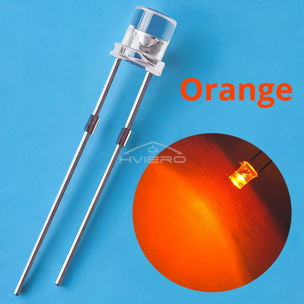 100pcs F3 3mm Flat Led Ultra Bright Diodes Wide Angle Light Emitting Bulbs Signage Decoration Advertising Lamp Ambient Building