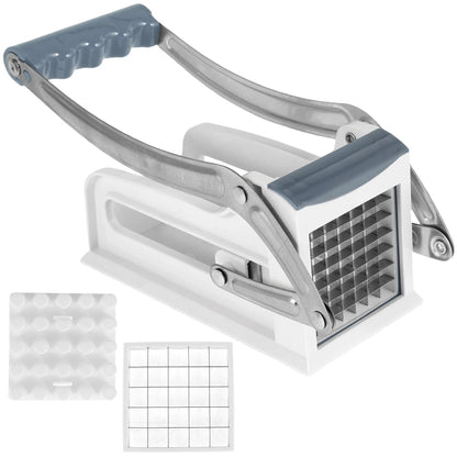 French Fry Cutter Stainless Steel Potato Chipper Fast Cutting Manual Food Slicer Kitchen Vegetable Cutter with 25/49Hole Blade