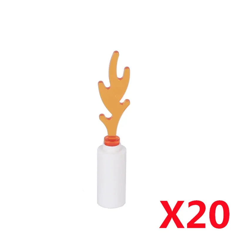 MOC Medieval Campfire Building Block Flame Wave Candle Transparent Wine Bottle Educational Toy Compatible Accessories Brick K054