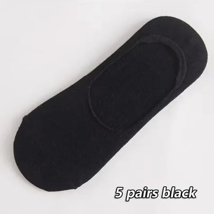 5Pairs Men Boat Cotton Socks Summer Autumn Non-slip Silicone Invisible Breathable Socks Male Ankle Sock Slippers Sports Socks