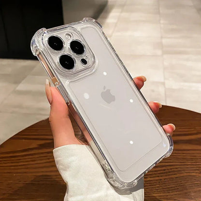 Luxury Shockproof Clear Phone Case For iPhone 15 14 13 12 11 Pro Max XR X XS Max Silicone Bumper Transparent Hard Back Cover