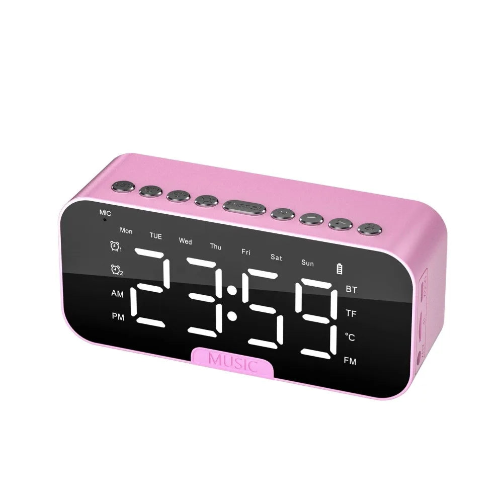 5-in-1 Digital Table Calendar LED Digital Display Sleep Timer Small Digital Clock Bluetooth with Mirror Electronic Alarm Clock