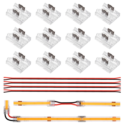12pcs Solderless LED Connector Transparent 4 in 1 DIY Connectors with 15cm Wire For 2pin 8mm 10mm COB SMD LED Strip Lights by PDG ibma