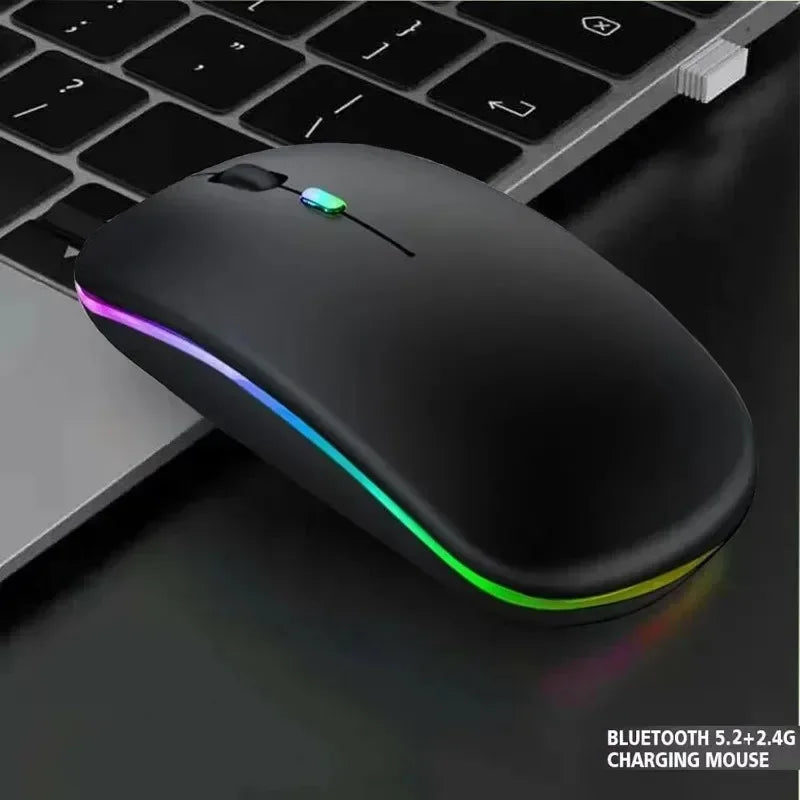 Bluetooth Wireless Mouse for Computer PC Laptop IPad Tablet with RGB Backlight Mice Ergonomic Rechargeable USB Mouse