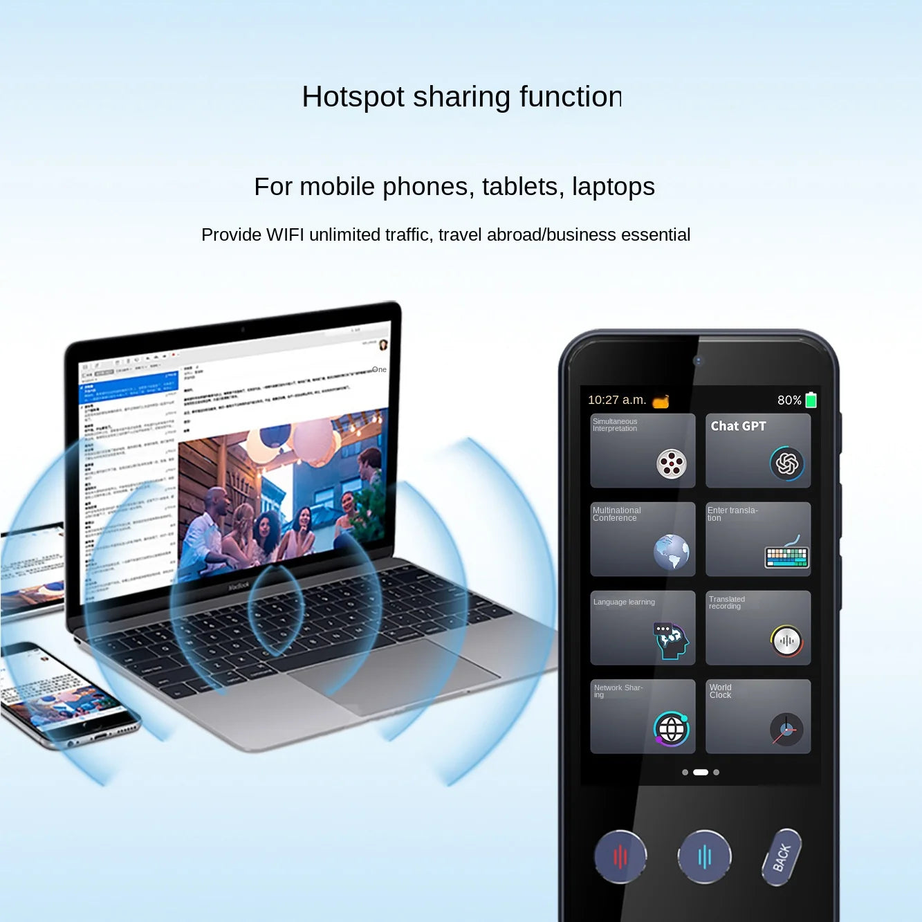 Smart Translator Z9 Global Languages Voice Intelligent Online Translation Machine Speech Translate Device Support 4G SIM Card