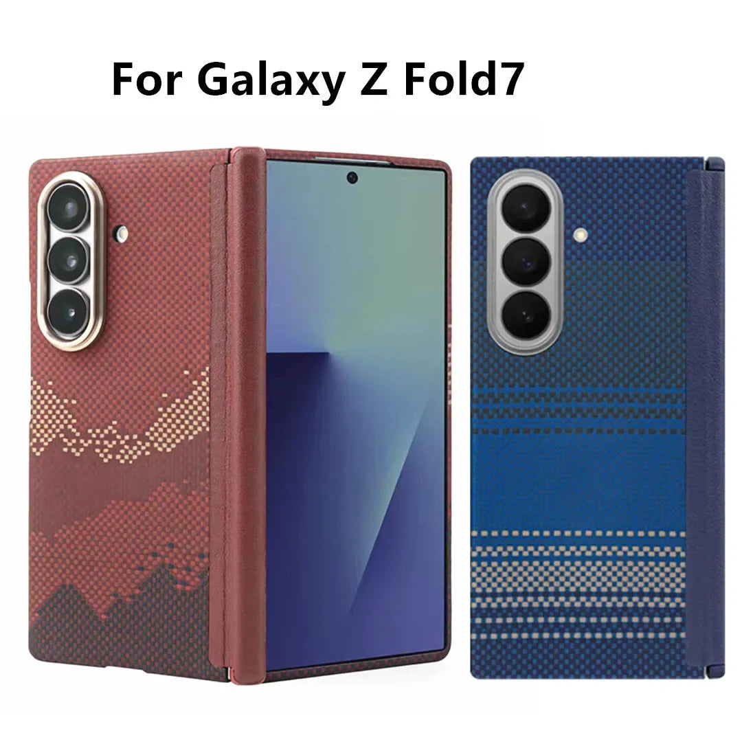 Genuine Aramid Carbon Fiber Magsafe Case for Samsung Galaxy Z Fold 6 Fold 7 Matte Bulletproof Thin Hard Magnetic Wireless Cover