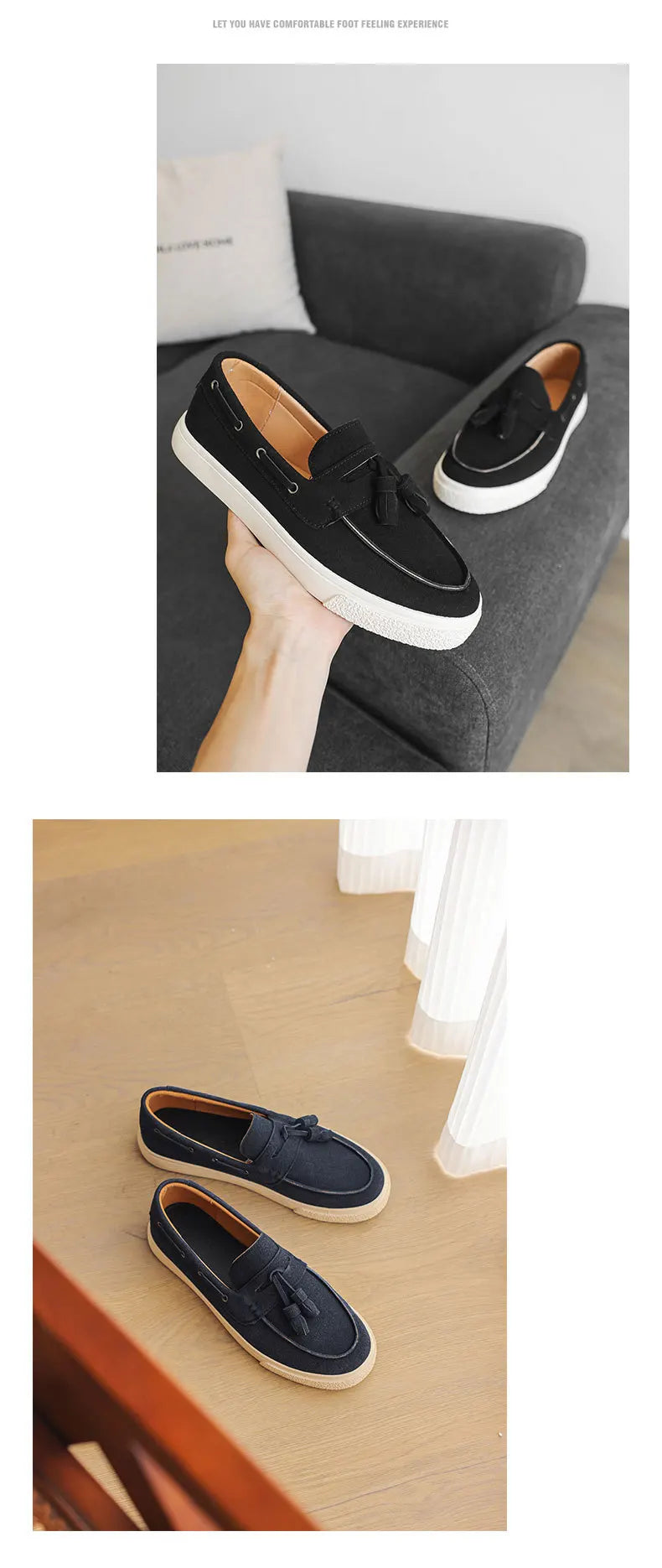2025 Men Flat Loafers Frosted Suede Flat Shoes Comfortable Non Slip Trendy Fashion Loafers Lightweight Outdoor Casual Shoes