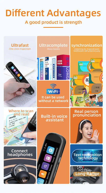 MSAI S7 S6 AI Translator Offline 60 Languages Scan Pen Scanning Voice 134 Languages Translation Dictionary Recorder for Travel