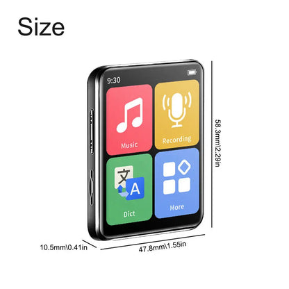 2024 New Portable MP4 MP3 Player Bluetooth 5.0 Clip Mini Walkman Student Full Touch Screen Sport Lossless HIFI Music FM Radio