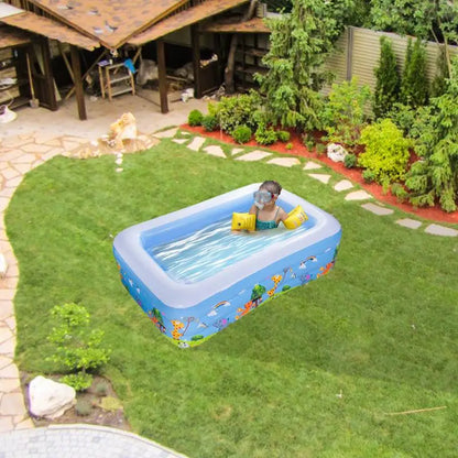 Kids Inflatable Pool Foldable Square Blow up Pool Cute Blow Up Pool for Family Space-Saving Swimming Pool for Backyard Garden