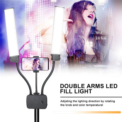 45W LED Video Light Double Arms Fill LED Light Selfie Light Long Strips LED Light for Photo Studio Live Broadcast Tiktok Stream