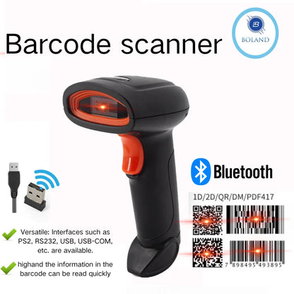 2D 1D Barcode Reader Wireless QR Bar Code Scanner CMOS Image High-speed Decoding Bluetooth Handheld Scanner for store