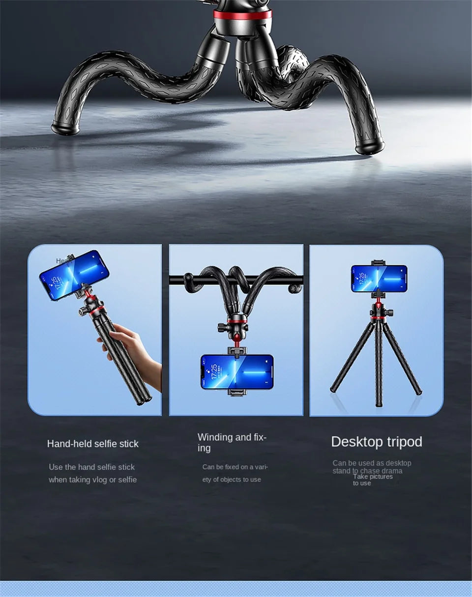 FGCLSY 2025 Flexible Octopus Tripod for iPhone smartphone Camera DSLR 2in1 Design With Phone Holder Side Cold Shoe 1/4'' Screw