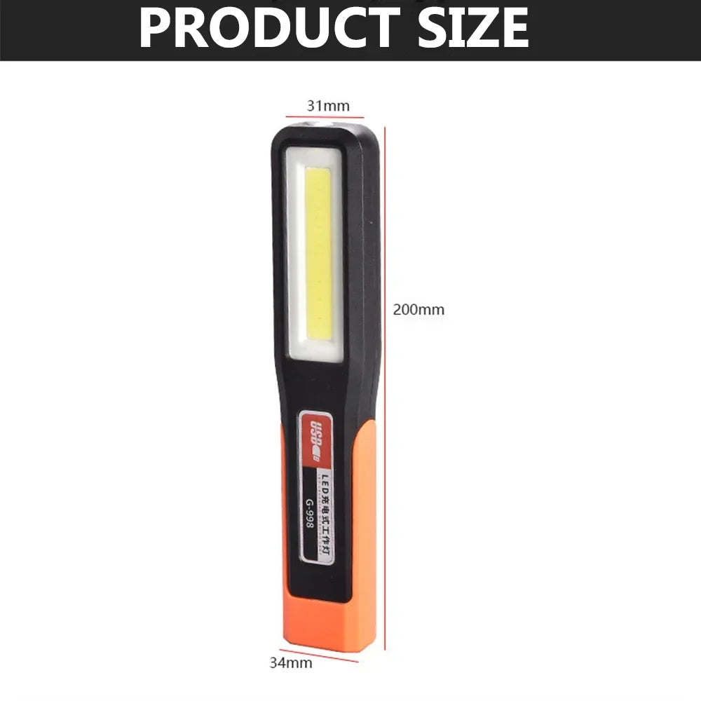 LED work light with magnet lighting maintenance flashlight Car Garage Lamp Mechanic charging COB car maintenance light with hook