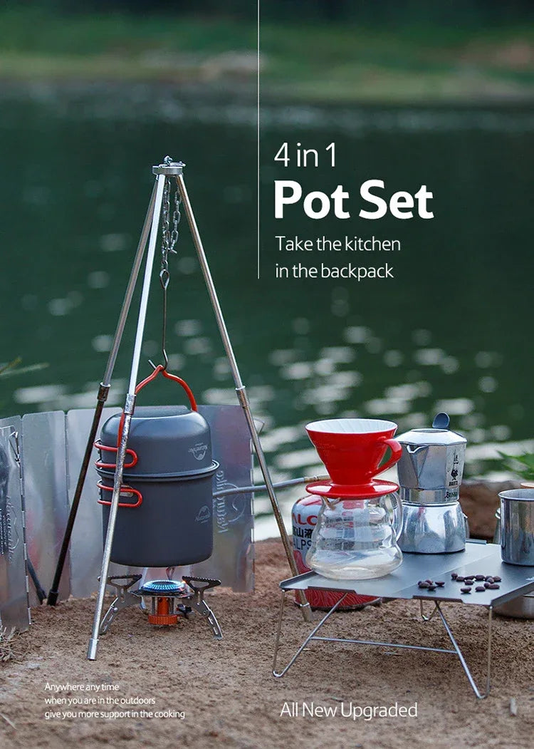 Naturehike Camping Cooking Set Outdoor Picnic Camping Pot Ultralight Portable Picnic Cookware 2-3 Person Hiking Non Stick Pots