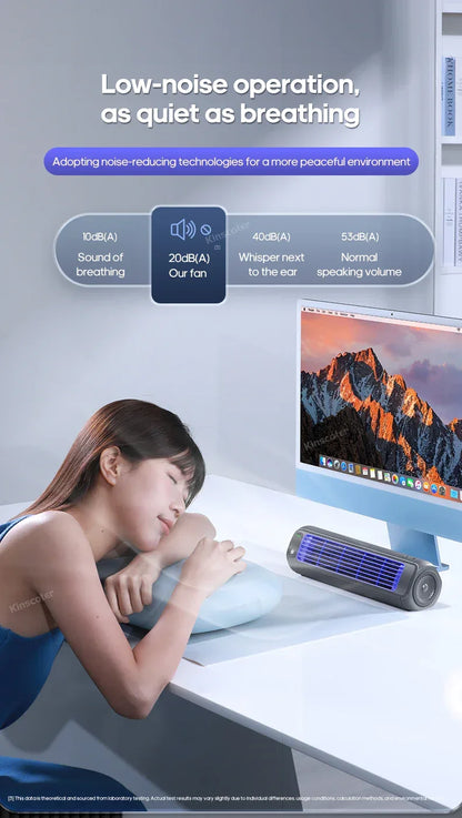 Portable Household Quiet Tower Fan 3 Speeds Wall Mounted Air Conditioning Fan 2000mAh Non-drilling Circulating Fan Room Kitchen