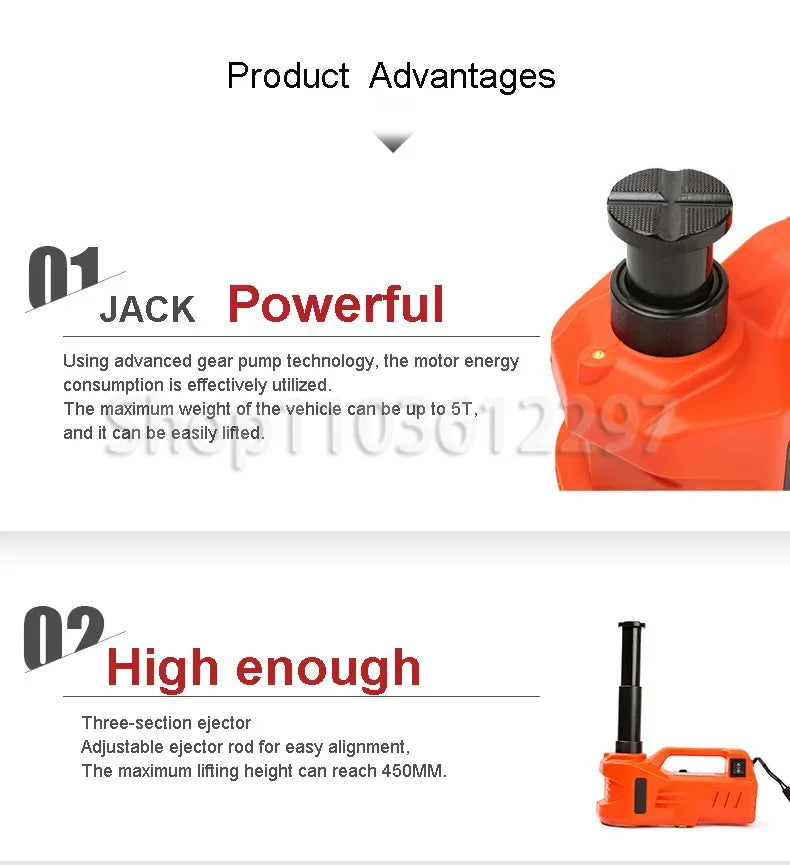 12V 3T/5T 155-450MM 135-360MM Hydraulic Car Floor Jack 150W Rated Power 13A Max.Current Electric Hydraulic Lifting Tools