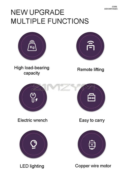 12V 5Ton 150W Rated Power Car Electric Tire Lifting Car Wireless Jacks Wrench Hydraulic Car Floor Jack with Remote control