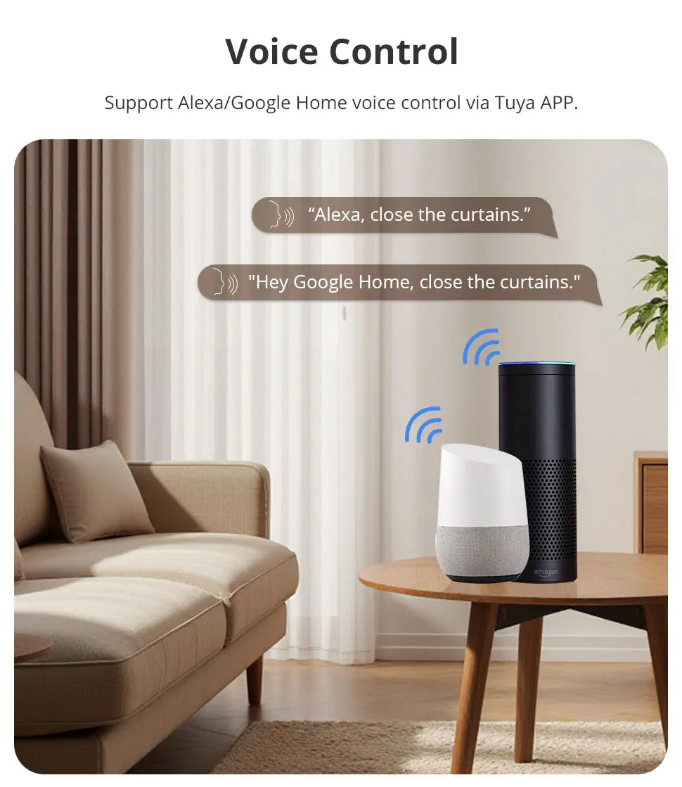 Zemismart Zigbee Curtain Track Work with Tuya Smart Life Alexa Echo Google Home Control SmartThings Electric Curtains