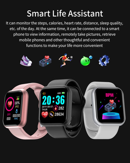 D20 Smart Watch for Men Women Sport Fitness Tracker Pedometer Smartwatch Y68 Digit Wristwatch 20 Pieces