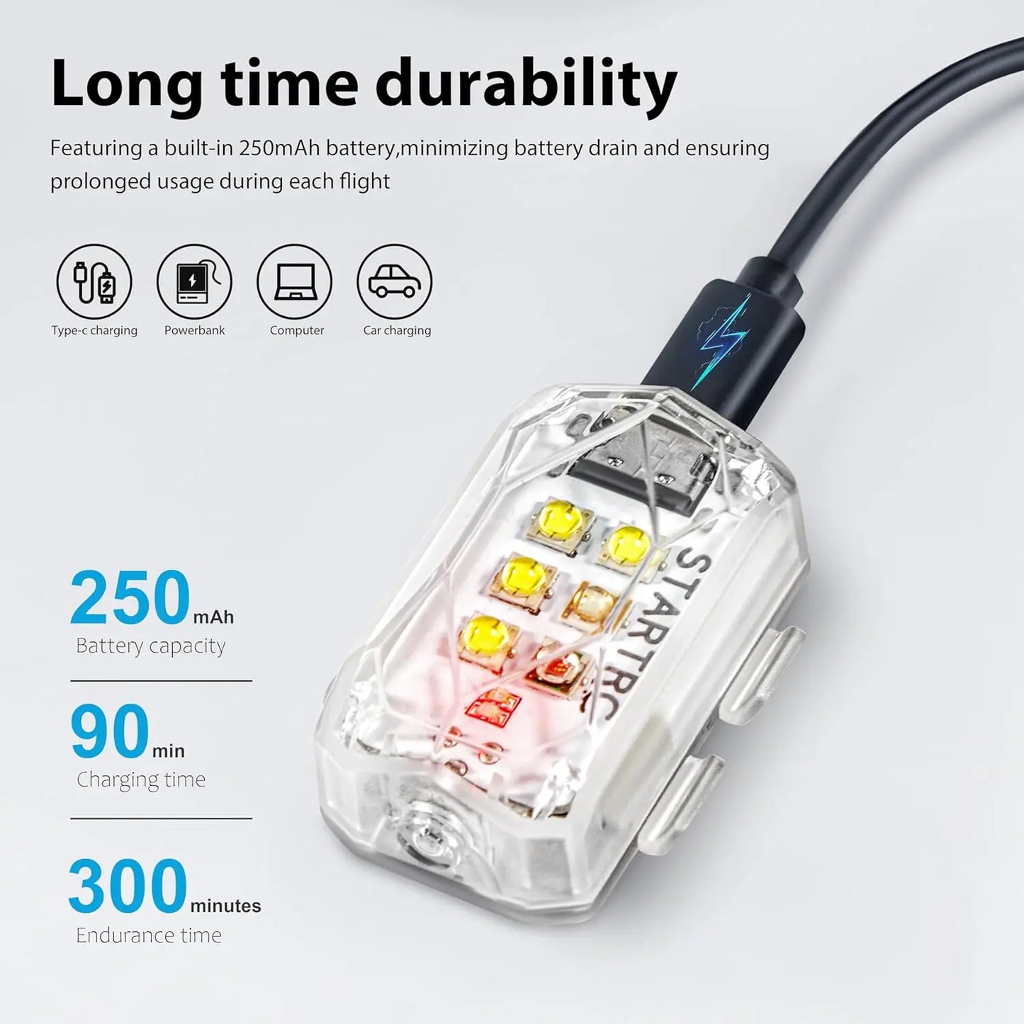 STARTRC Drone Strobe Light Anti Collision Light Rechargable Flash Led Lamplight for DJI Neo and All RC Drones Accessory 2pc