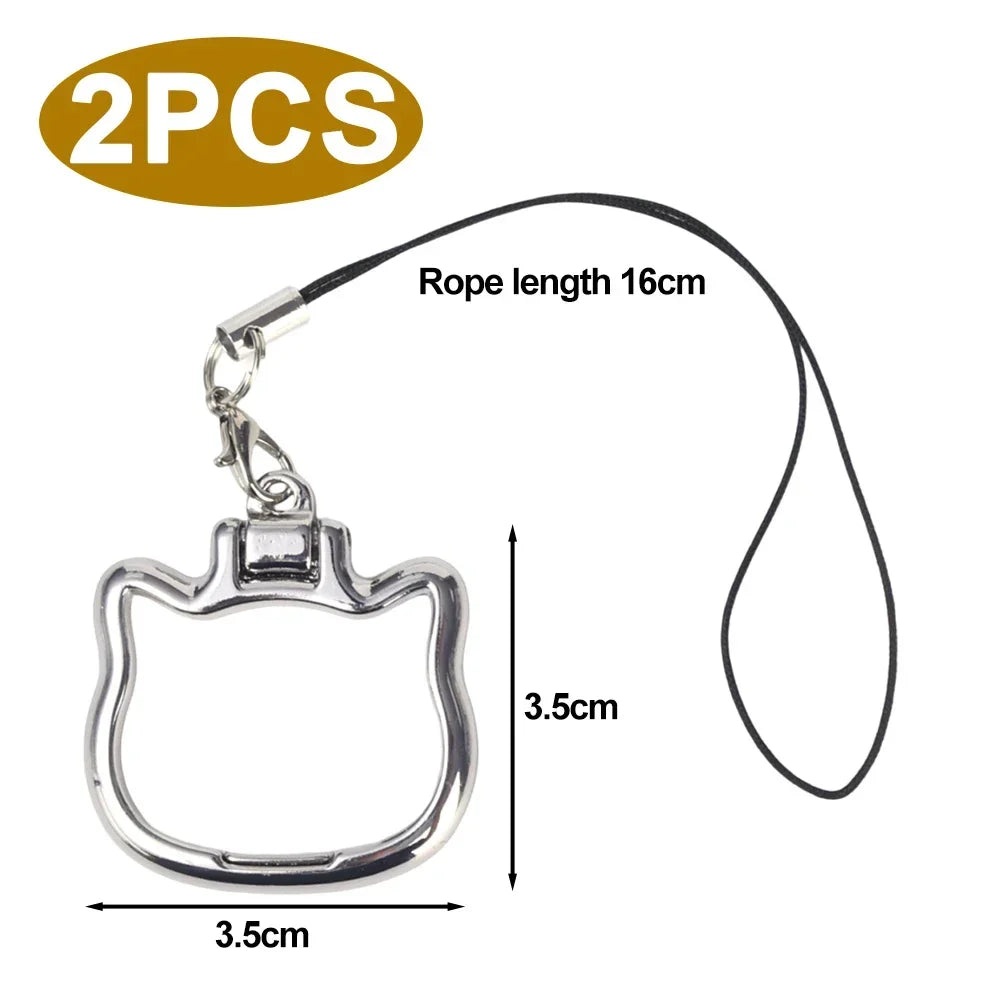 2 in 1 Mobile Phone Lanyard Wrist Pendant Cute Cat Folding Cellphone Kickstand Hoder Stands Anti-fall Handheld Rope Straps