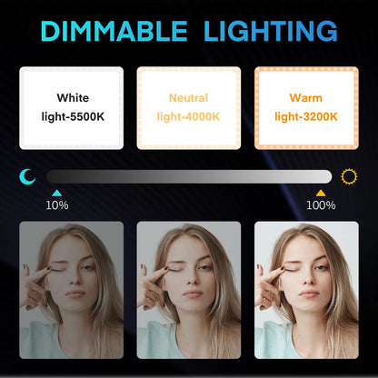 LED Desk Bi-Color Video Light RGB Streaming Key Light with Remote Control Dimmable Studio Light with Phone Holder Desk Stand
