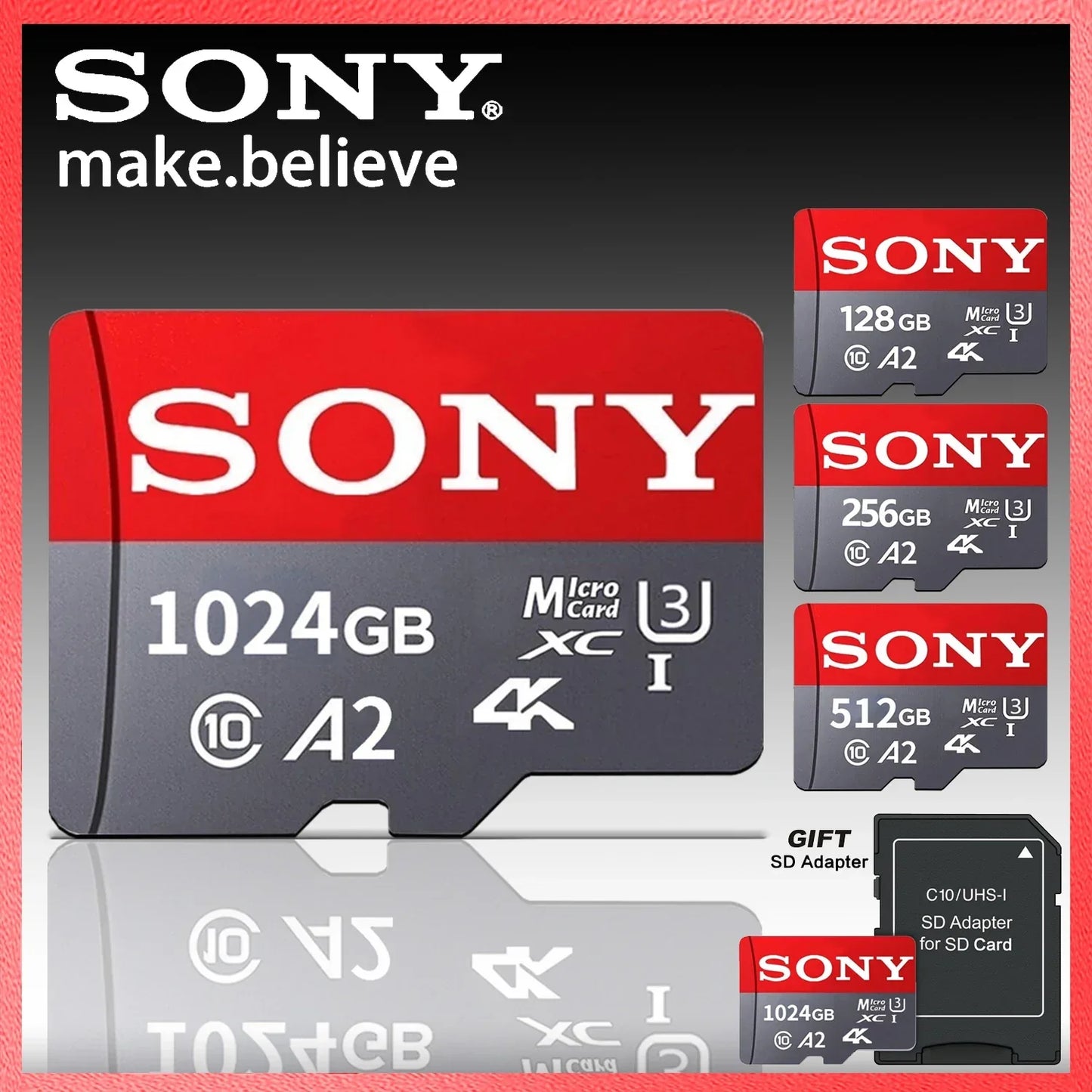 SONY SD Memory Card Extreme Micro TF SD Card 128GB 256GB 1TB 512GB A2 U3 V60 Flash Cards For Xiaomi Phone PC Camera