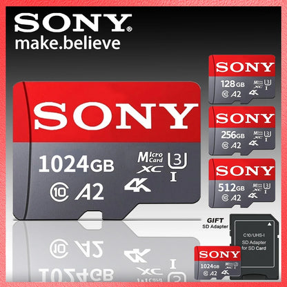 SONY SD Memory Card Extreme Micro TF SD Card 128GB 256GB 1TB 512GB A2 U3 V60 Flash Cards For Xiaomi Phone PC Camera