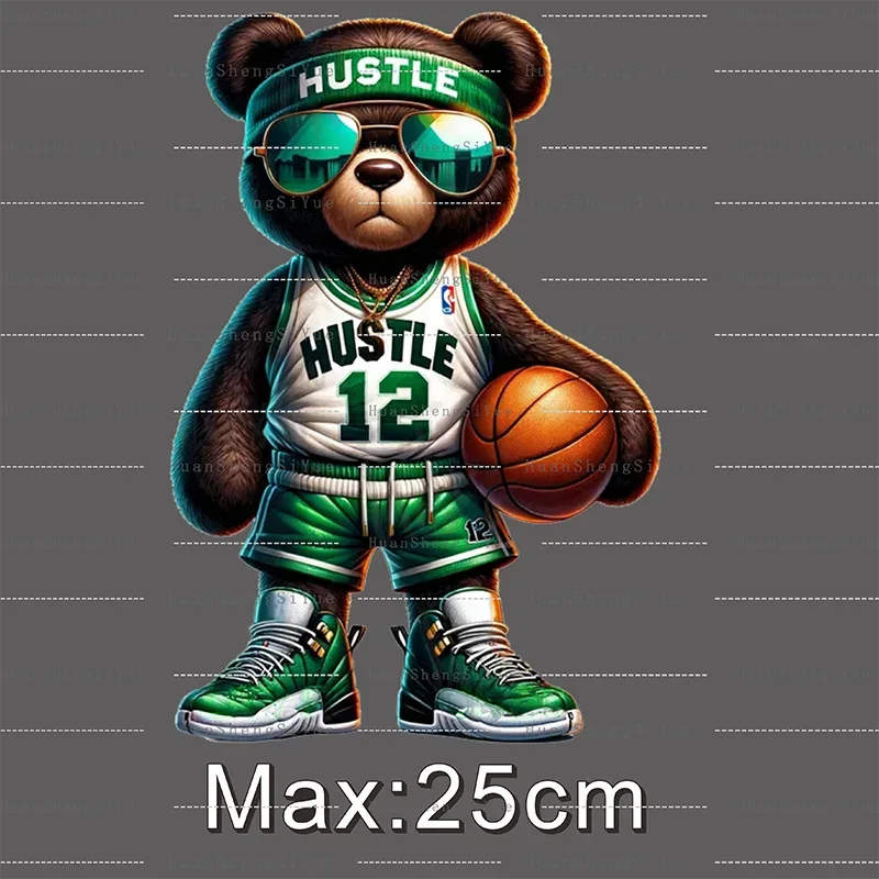 Teddy Bear Street Style Ironing Sticker Clothes DTF Fashion T-shirt Hoodie DIY Hot Transfer Printing Hot Sticker Waterproof