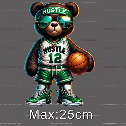 Teddy Bear Street Style Ironing Sticker Clothes DTF Fashion T-shirt Hoodie DIY Hot Transfer Printing Hot Sticker Waterproof