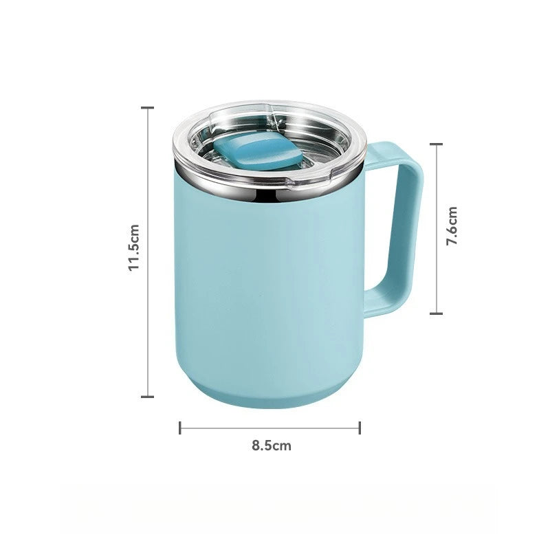 450ML Stainless Steel Insulated Mug with Lid Double Layered Cup Wall Coffee Thermos Cup for Office Outdoor Portable Water Bottle