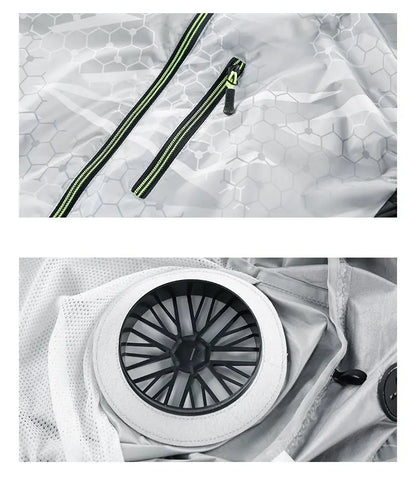 NEWS USB 12V/5V 4Fan Couples Summer Breathable Cooling Vest Sleeveless Fan Air Conditioner Jacket Heat Resistant Outdoor Workwea